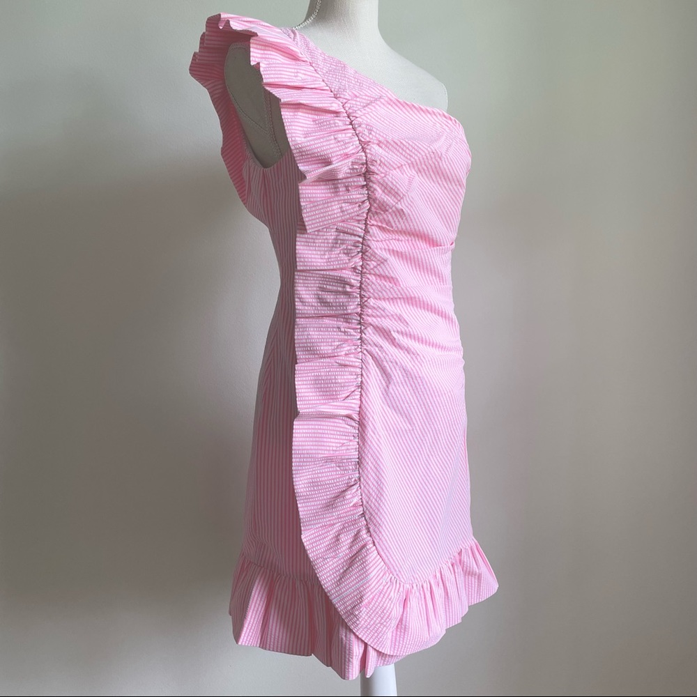 Lilly Pulitzer Pink One-Shoulder Ruffle Mini Dress - Picture 6 of 10